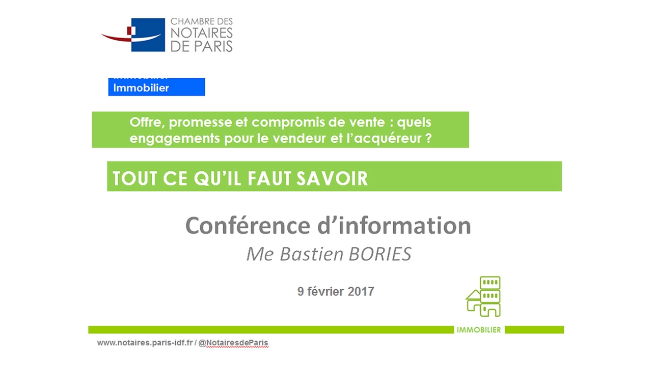 Conférence | Les engagements du vendeur et de l'acquéreur d'un bien immobilier