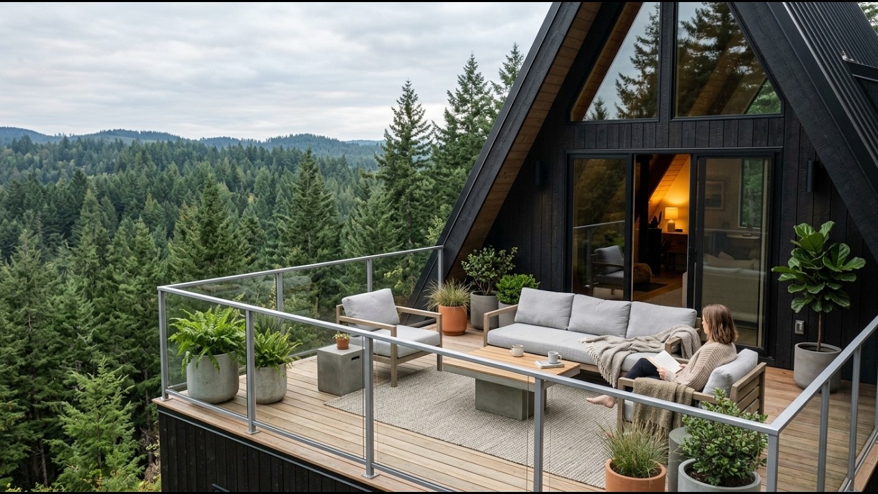 Modern A-Frame Cabin in the Forest with Glass Walls | Cozy Aesthetic Home Tour