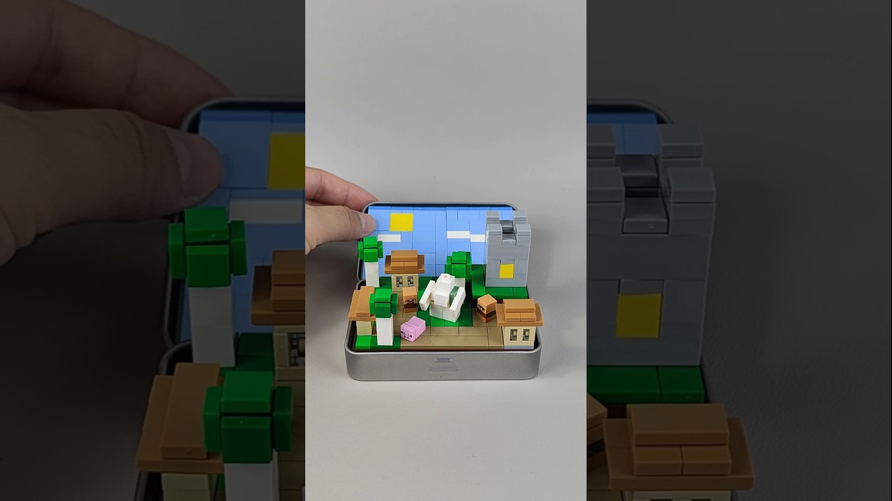 Lego build Minecraft micro worlds Village has golem #lego #legobuild  #shorts #BrickBoom