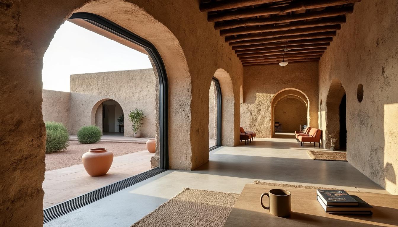 explorez la maison atelier unique de gilles perraudin à djilor djidiack, sénégal, où l'architecture contemporaine s'inspire de la roche ancestrale pour créer un foyer harmonieux alliant tradition et modernité.