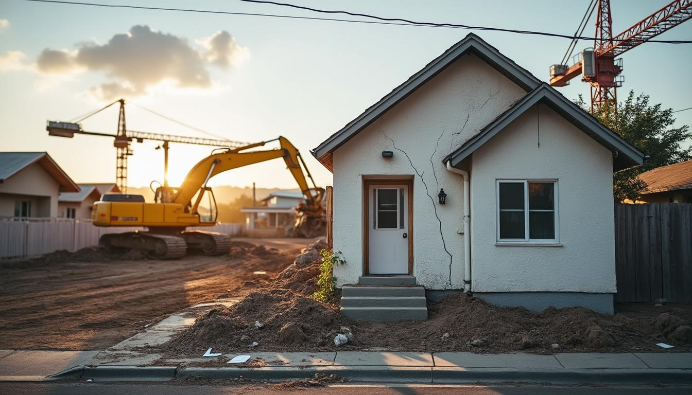 depuis deux ans, les habitants subissent les secousses du chantier voisin, craignant que l'effondrement de la dalle entraîne la chute de toute leur maison.